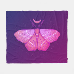 Mystic Witch Moth Under Moonlight Fleece Blanket