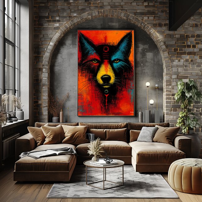 Mystic Wolf Face in Colour Fields Expressionist  Poster (Creator Uploaded)