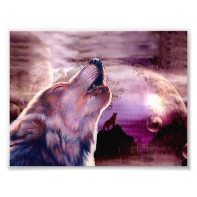 Mystic Wolf Howling at The Moon Photo Print (Front)