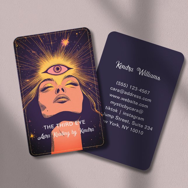 Mystic Woman Eye Dark Blue Gold Business Card (Mystic Woman Eye Dark Blue -Gold Business Card)