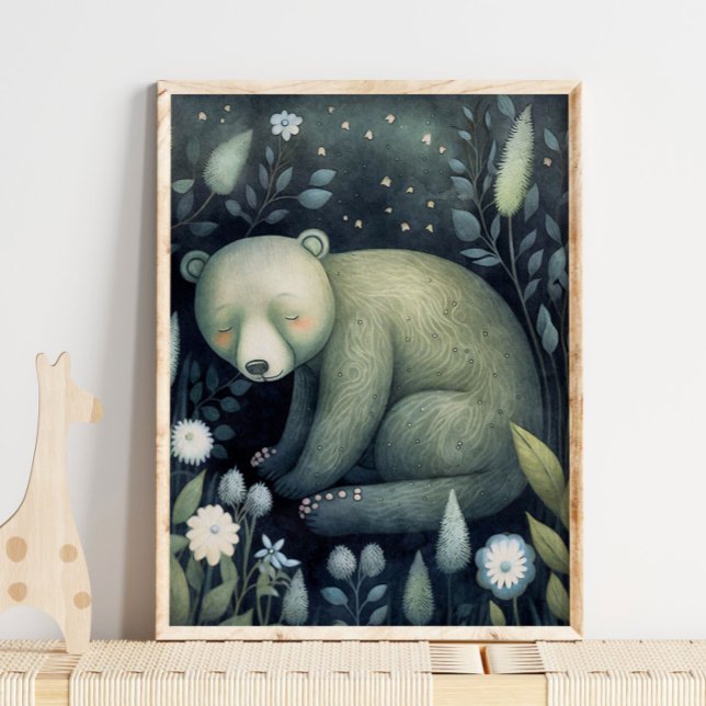 Mystic Woodland Sleepy Bear | Bear Wall Print (Creator Uploaded)