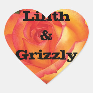 Mystic Yellow Rose Personalised Wedding Heart Sticker