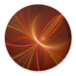 Mystical Abstract Fractal Art Modern Warm Colors Ceramic Knob