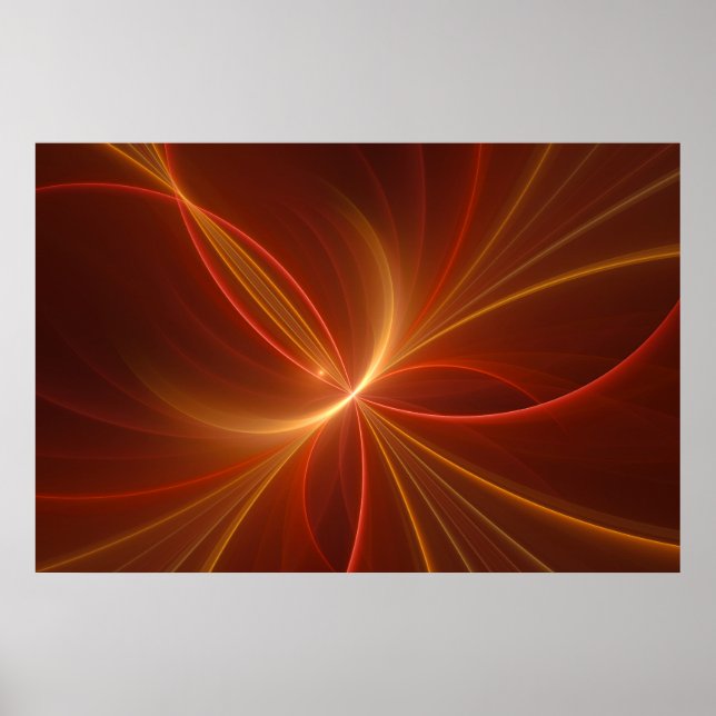 Mystical Abstract Fractal Art Modern Warm Colors Poster (Front)