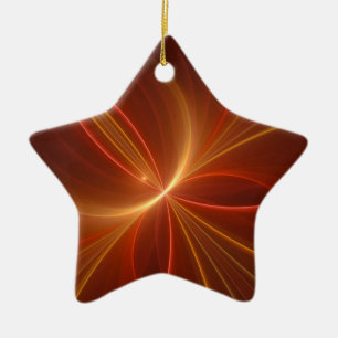 Mystical Abstract Fractal Art Modern Warm Colours Ceramic Ornament