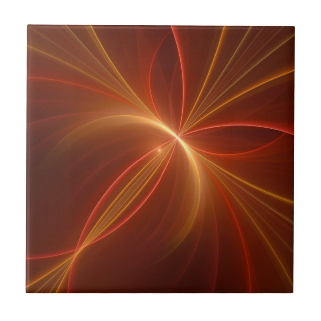 Mystical Abstract Fractal Art Modern Warm Colours Ceramic Tile (Front)