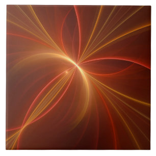 Mystical Abstract Fractal Art Modern Warm Colours Ceramic Tile