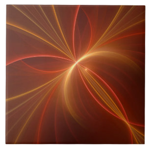 Mystical Abstract Fractal Art Modern Warm Colours Ceramic Tile