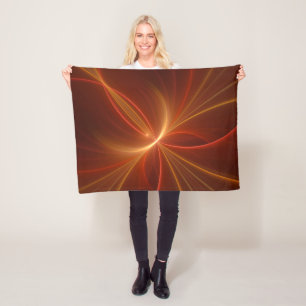 Mystical Abstract Fractal Art Modern Warm Colours Fleece Blanket