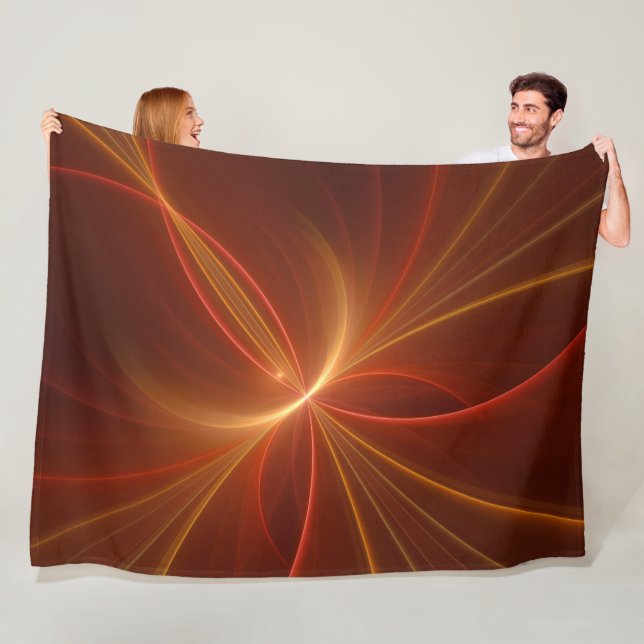 Mystical Abstract Fractal Art Modern Warm Colours Fleece Blanket (In Situ)