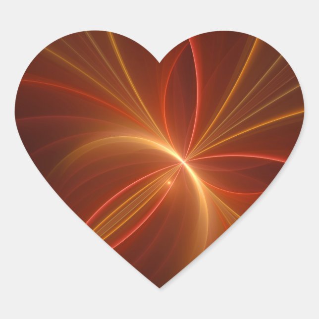Mystical Abstract Fractal Art Modern Warm Colours Heart Sticker (Front)