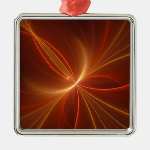 Mystical Abstract Fractal Art Modern Warm Colours Metal Ornament