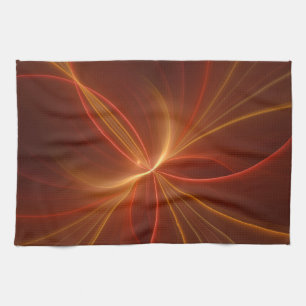 Mystical Abstract Fractal Art Modern Warm Colours Tea Towel