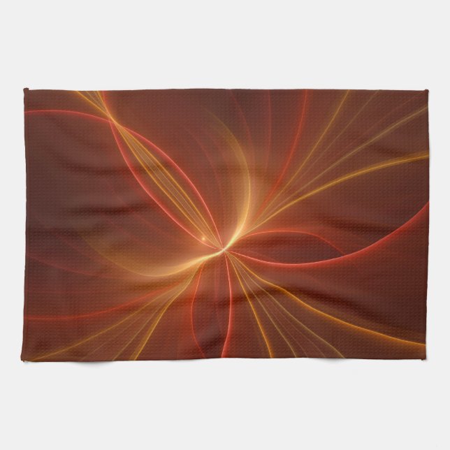 Mystical Abstract Fractal Art Modern Warm Colours Tea Towel (Horizontal)