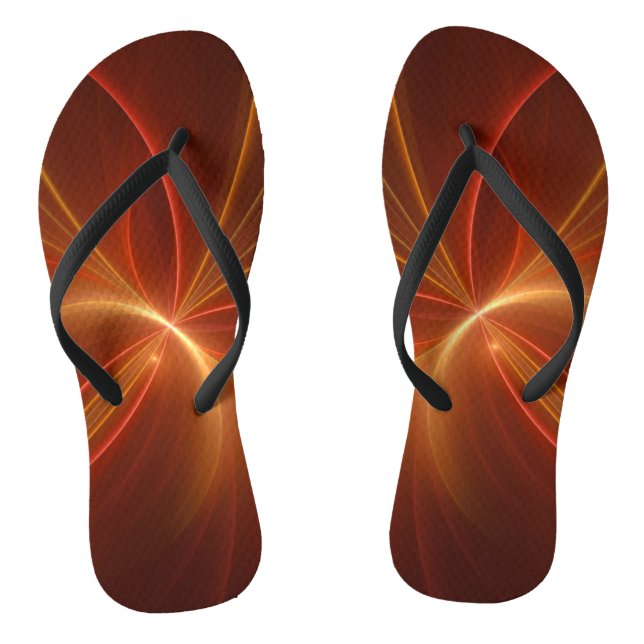 Mystical Abstract Fractal Art Modern Warm Colours Thongs (Footbed)