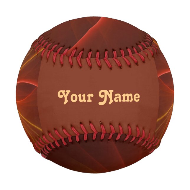Mystical Abstract Fractal Modern Warm Colors Name Baseball (Front)