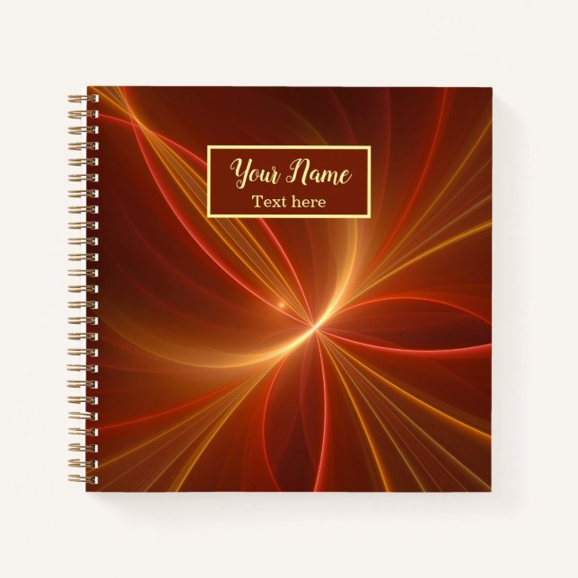 Mystical Abstract Fractal Modern Warm Colours Name Notebook (Front)