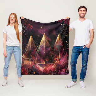 Mystical Amethyst Witchy Celestial Pattern Fleece Blanket