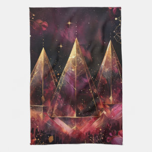 Mystical Amethyst Witchy Celestial Pattern Tea Towel