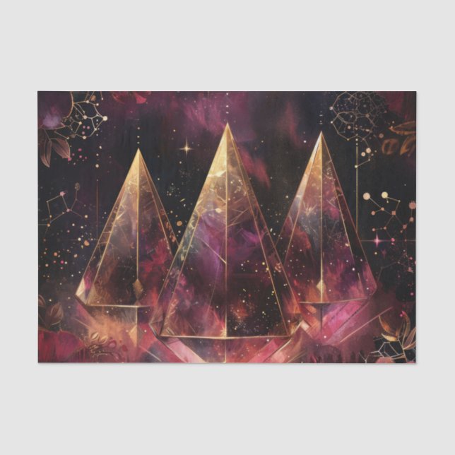 Mystical Amethyst Witchy Celestial Pattern Tissue Paper (Front)