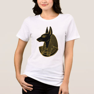Mystical Anubis Golden Line Art T-Shirt – Women's Tri-Blend Shirt