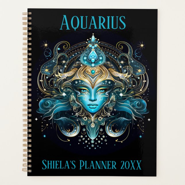 Mystical Aquarius Zodiac Artwork  Planner (Front)