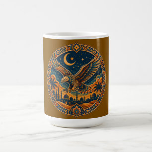 Mystical Arabian Owl Crescent Moon Desert Art Coffee Mug