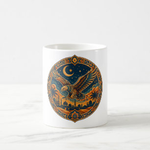 Mystical Arabian Owl Crescent Moon Desert Art Coffee Mug