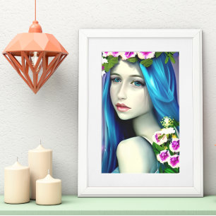 Mystical Art Beautiful Blue Fairy Poster