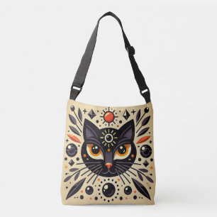 Mystical Artwork of a Black Cat  Crossbody Bag