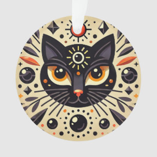 Mystical Artwork of a Black Cat Ornament