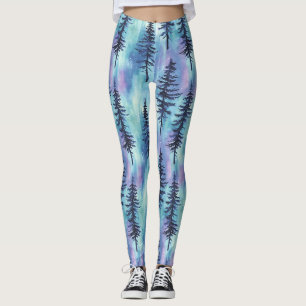 Mystical Aurora Woodland Pattern Leggings