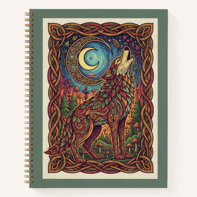 Mystical Autumn Wolf Moon Zentangle Journal (Front)