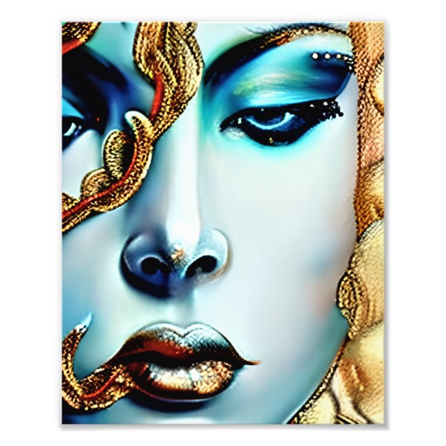 Mystical Beauty Golden Goddess Ai Art Photo Print (Front)