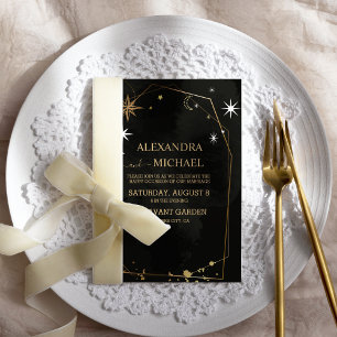 Mystical Black and Gold Tarot Wedding Invitation
