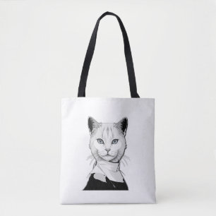Mystical Black and White Cat of Salem Tote Bag
