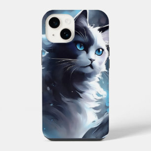 Mystical Black and White Kitten Watercolor Cat iPhone 14 Case