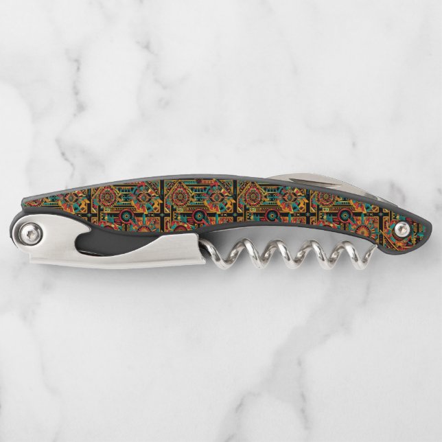 Mystical Black "Aztec Dream" Engraved Corkscrew (Front)