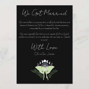 Mystical Black Boho Luna Moth Moon Phases Invitation