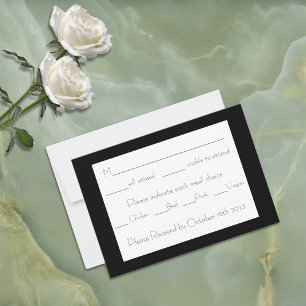 Mystical Black Boho Luna Moth Moon Phases RSVP Card