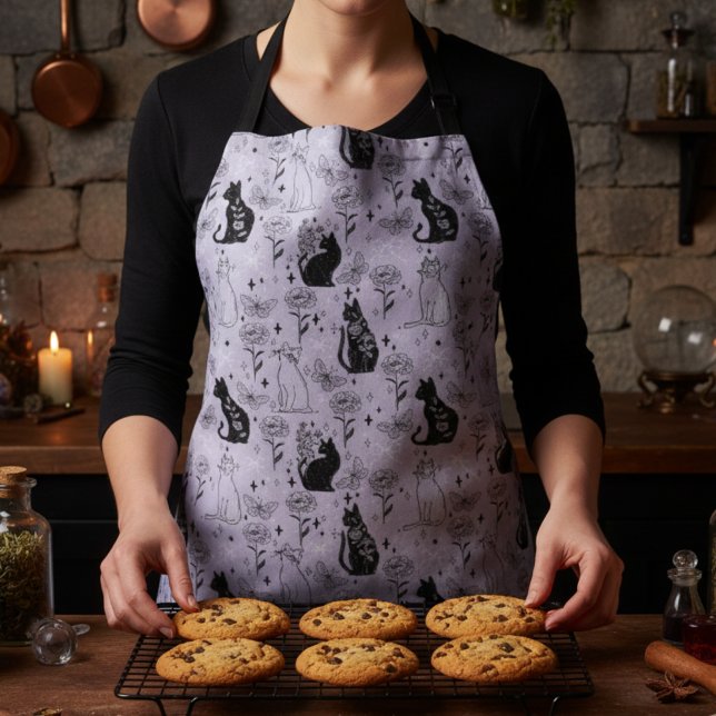 Mystical Black Cat and Butterfly Pattern | Witchy Apron (Creator Uploaded)