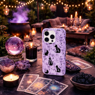 Mystical Black Cat and Butterfly Pattern   Witchy iPhone 15 Pro Max Case