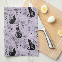 Mystical Black Cat and Butterfly Pattern | Witchy
