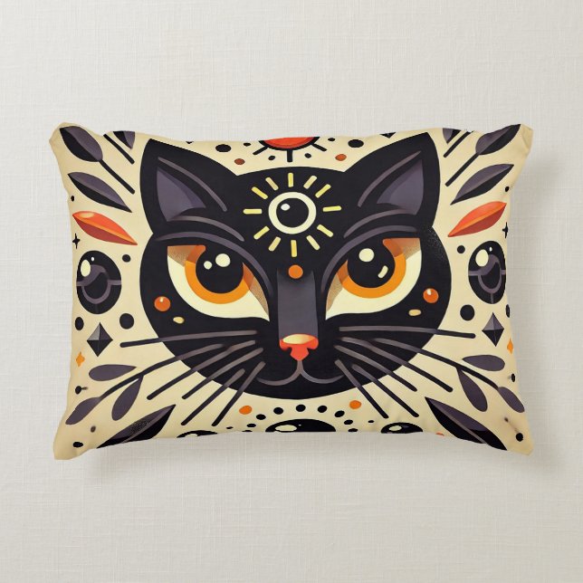 Mystical Black Cat Celestial Glow 🐱 Decorative Cushion (Front)
