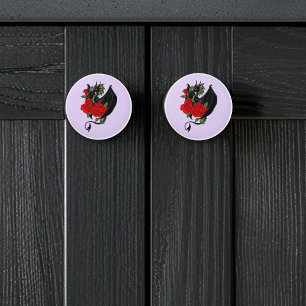 Mystical Black Dragon Red Roses Lavender Gothic  Ceramic Knob