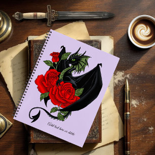 Mystical Black Dragon Red Roses Lavender Gothic Notebook