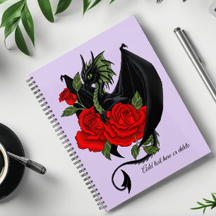 Mystical Black Dragon Red Roses Lavender Gothic Planner
