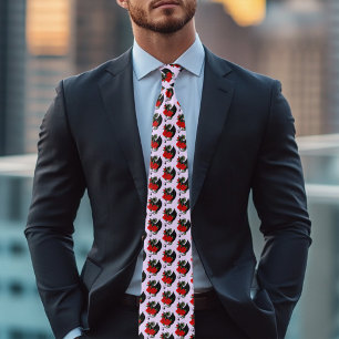 Mystical Black Dragon Red Roses Lavender Gothic Tie