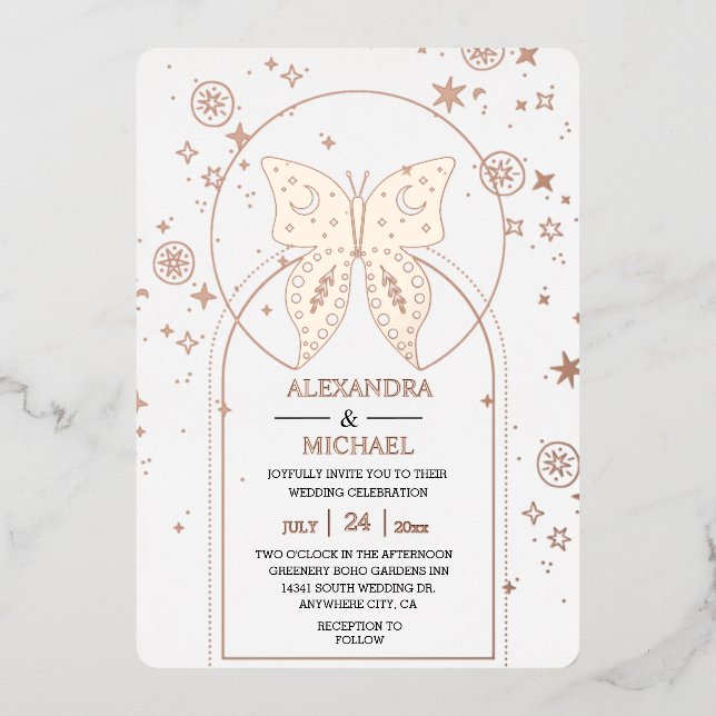 Mystical Black Gold Celestial Stars Wedding (Front)