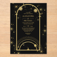 Mystical Black Gold Celestial Stars Wedding 